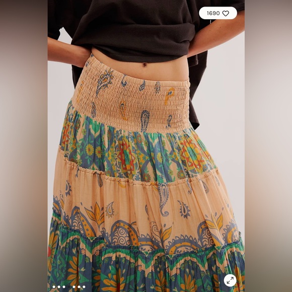 Free People Super Thrills Convertible Maxi Skirt in Blue Sky Combo Size XS. NWT - Picture 3 of 13